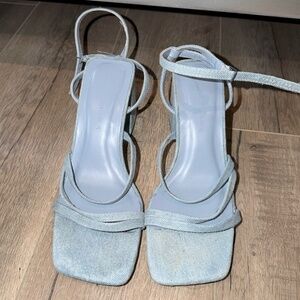 PULL&BEAR Light Denim Strappy Block Heel Sandals – Size 37 (US 7)